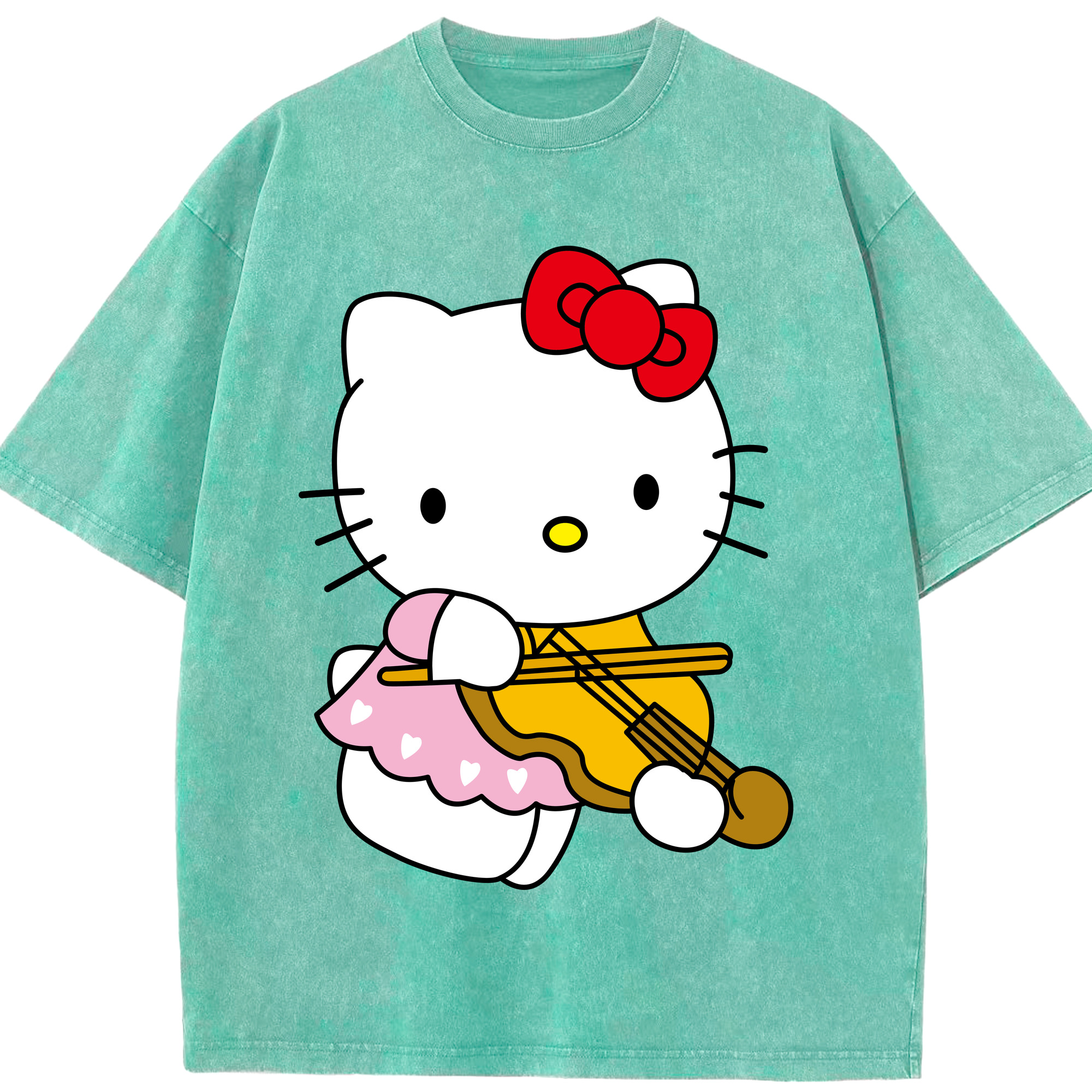 （画像用） Hello Kitty ハローキティ 綿100% ヴィンテージ風 半袖Tシャツ（フロントプリント）